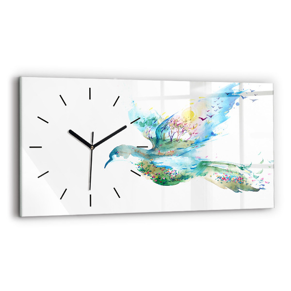 Horloge rectangulaire horizontale 'Abstraction d''oiseau et de printemps'