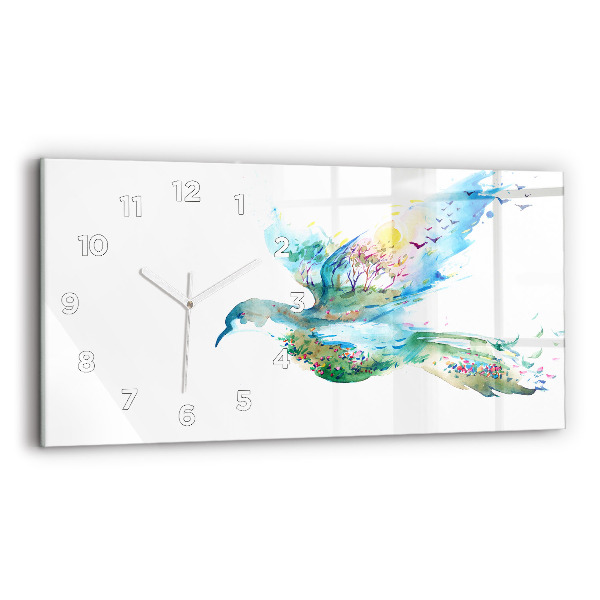 Horloge rectangulaire horizontale 'Abstraction d''oiseau et de printemps'