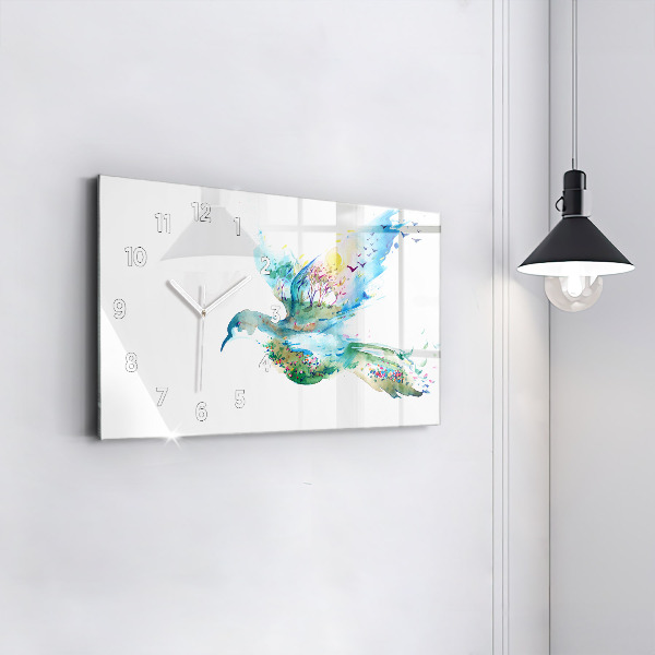 Horloge rectangulaire horizontale 'Abstraction d''oiseau et de printemps'