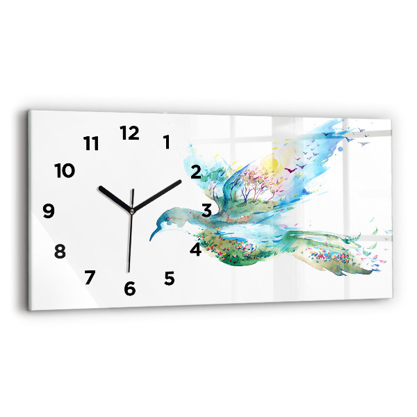 Horloge rectangulaire horizontale 'Abstraction d''oiseau et de printemps'