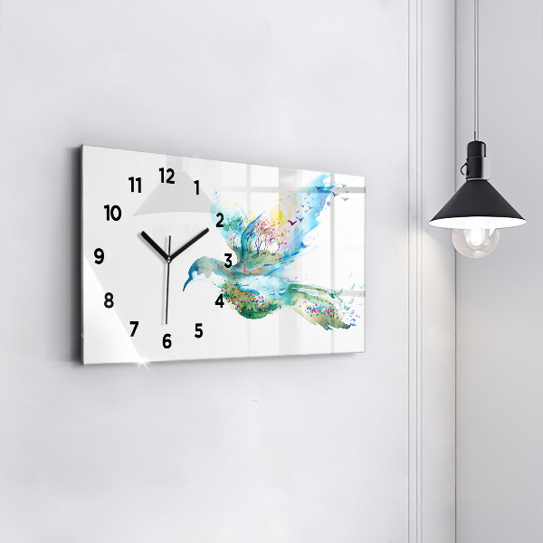 Horloge rectangulaire horizontale 'Abstraction d''oiseau et de printemps'