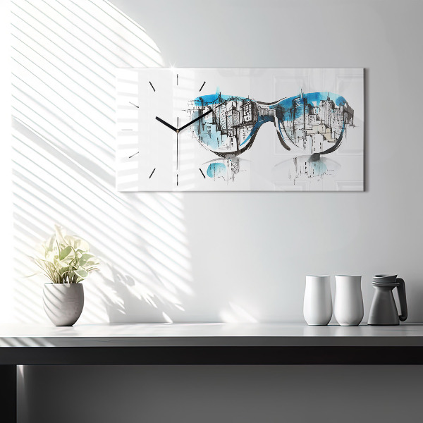 Horloge rectangulaire horizontale Ville à lunettes