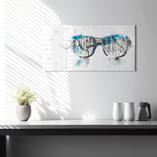 Horloge rectangulaire horizontale Ville à lunettes
