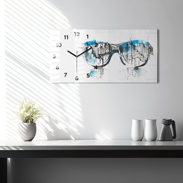 Horloge rectangulaire horizontale Ville à lunettes