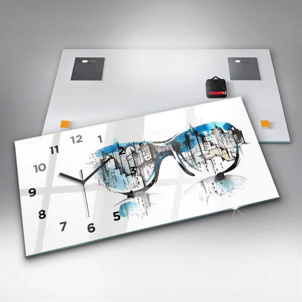 Horloge rectangulaire horizontale Ville à lunettes