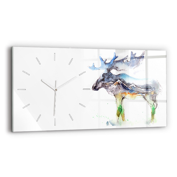 Horloge rectangulaire horizontale 'Paysage d''élans et de montagnes'