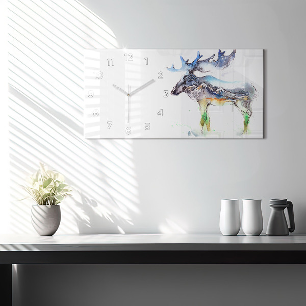 Horloge rectangulaire horizontale 'Paysage d''élans et de montagnes'