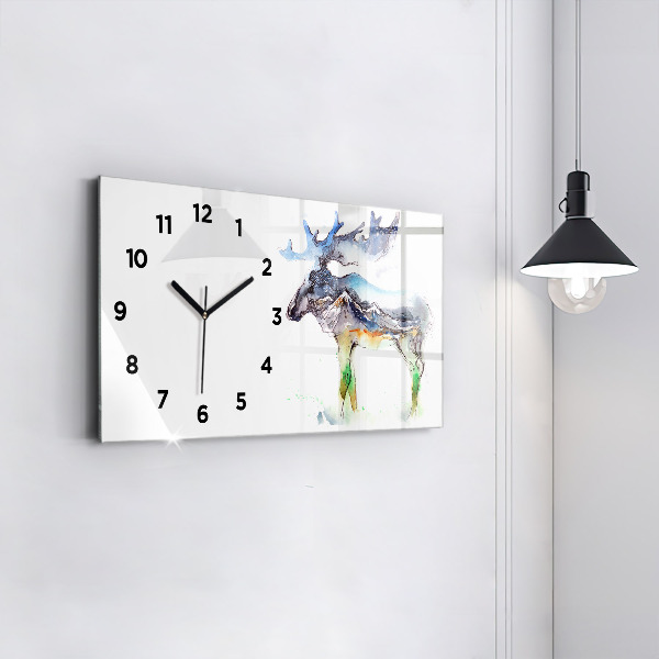 Horloge rectangulaire horizontale 'Paysage d''élans et de montagnes'