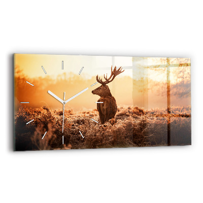 Horloge rectangulaire horizontale Cerf au lever du soleil