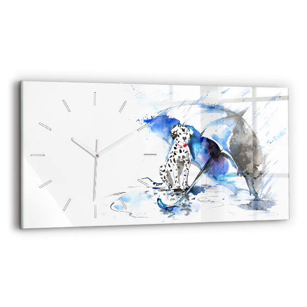 Horloge rectangulaire horizontale Dalmatien et parapluie