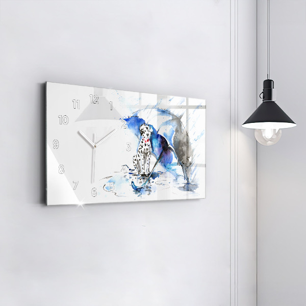 Horloge rectangulaire horizontale Dalmatien et parapluie