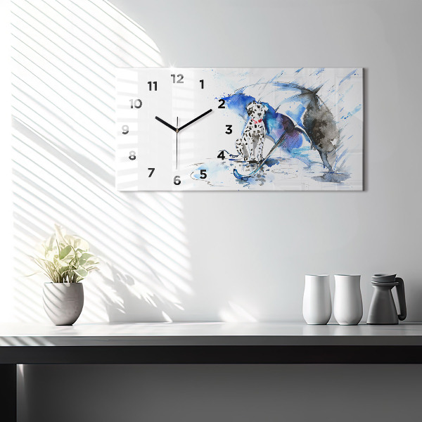 Horloge rectangulaire horizontale Dalmatien et parapluie