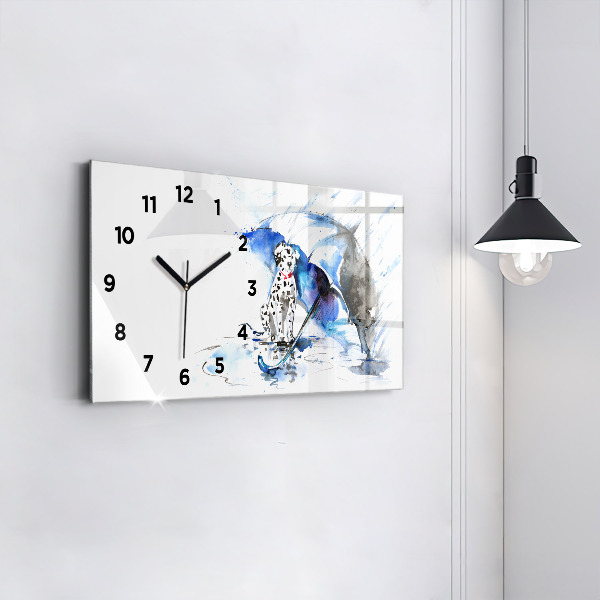 Horloge rectangulaire horizontale Dalmatien et parapluie