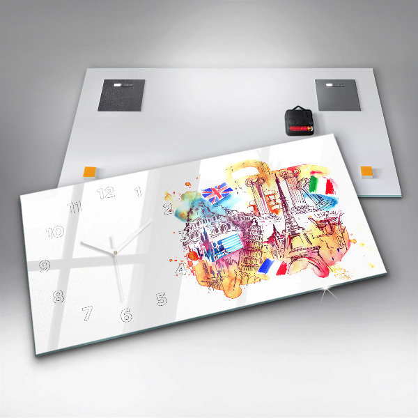 Horloge rectangulaire horizontale Pays attractifs dans le monde