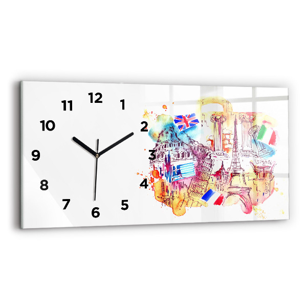 Horloge rectangulaire horizontale Pays attractifs dans le monde