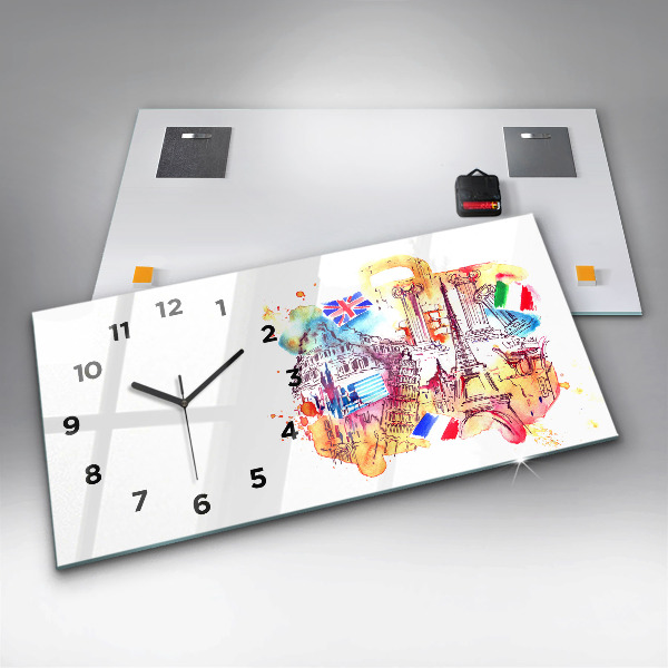 Horloge rectangulaire horizontale Pays attractifs dans le monde
