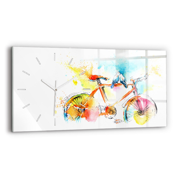 Horloge rectangulaire horizontale Vélo peint