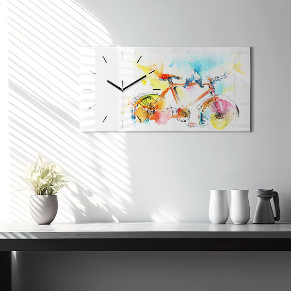 Horloge rectangulaire horizontale Vélo peint