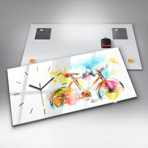 Horloge rectangulaire horizontale Vélo peint