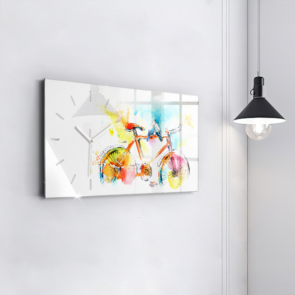 Horloge rectangulaire horizontale Vélo peint