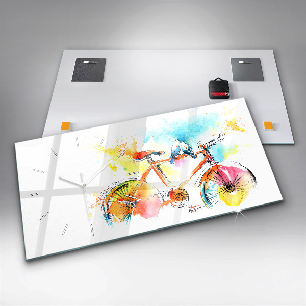 Horloge rectangulaire horizontale Vélo peint