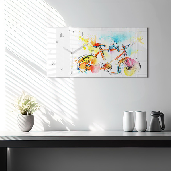 Horloge rectangulaire horizontale Vélo peint