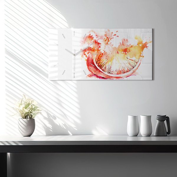 Horloge rectangulaire horizontale Peint en orange