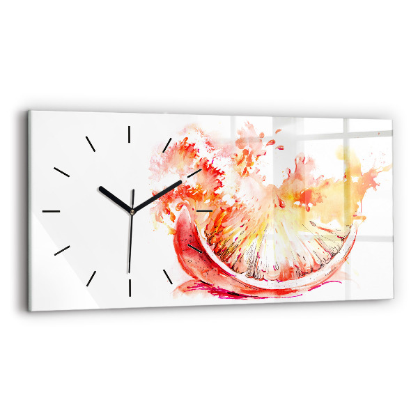 Horloge rectangulaire horizontale Peint en orange