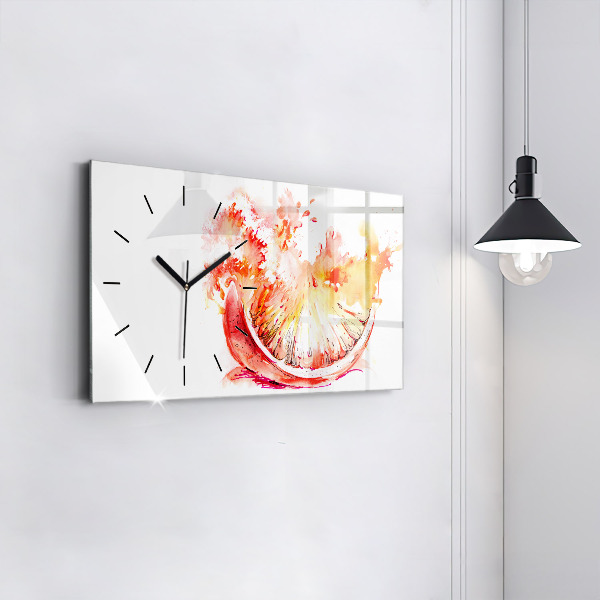 Horloge rectangulaire horizontale Peint en orange