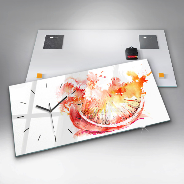 Horloge rectangulaire horizontale Peint en orange