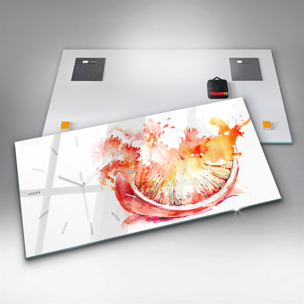 Horloge rectangulaire horizontale Peint en orange