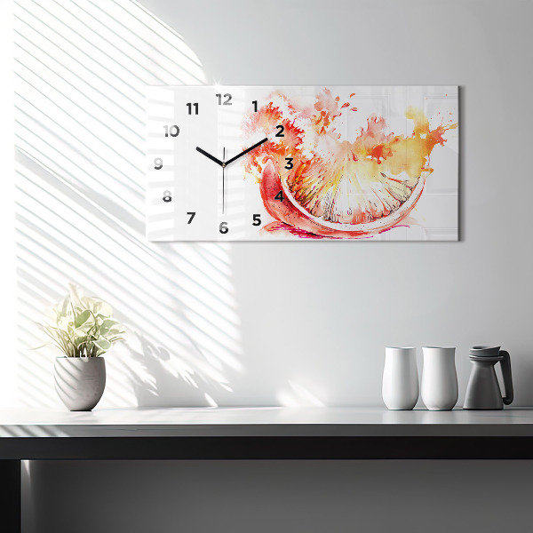 Horloge rectangulaire horizontale Peint en orange
