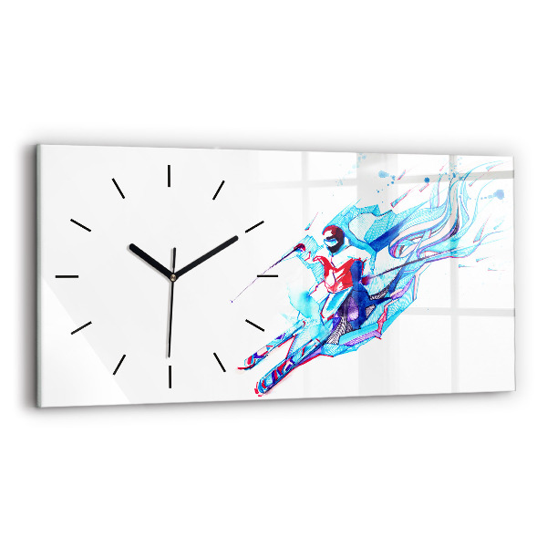 Horloge rectangulaire horizontale Skieur