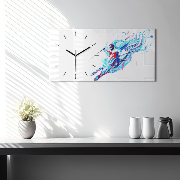 Horloge rectangulaire horizontale Skieur