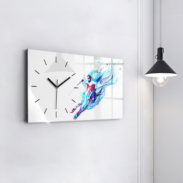 Horloge rectangulaire horizontale Skieur