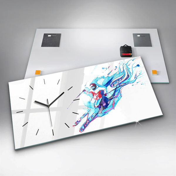 Horloge rectangulaire horizontale Skieur