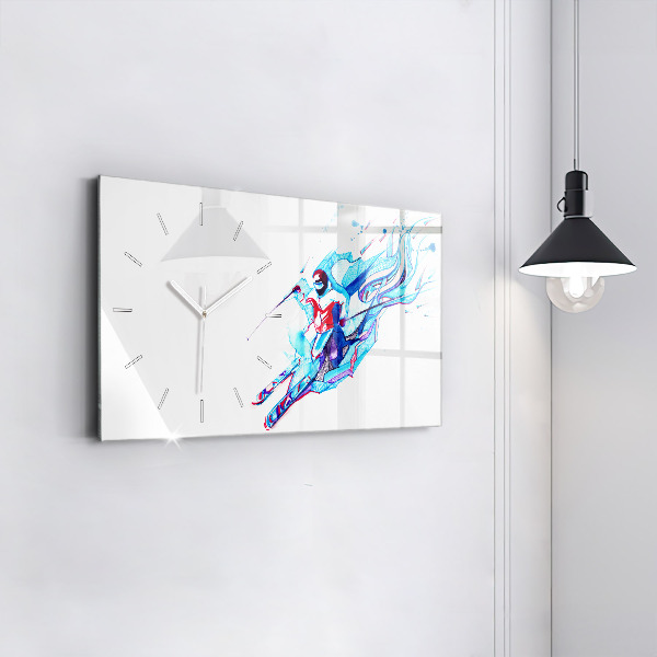 Horloge rectangulaire horizontale Skieur