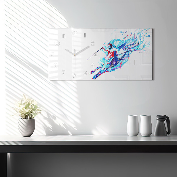 Horloge rectangulaire horizontale Skieur