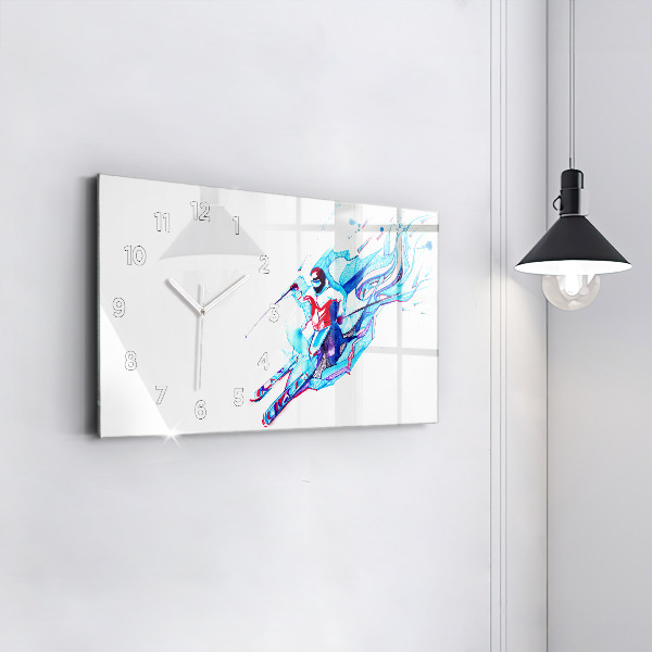 Horloge rectangulaire horizontale Skieur