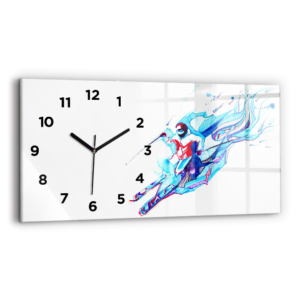 Horloge rectangulaire horizontale Skieur