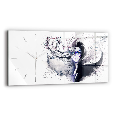 Horloge rectangulaire horizontale 'Illustration d''une femme'
