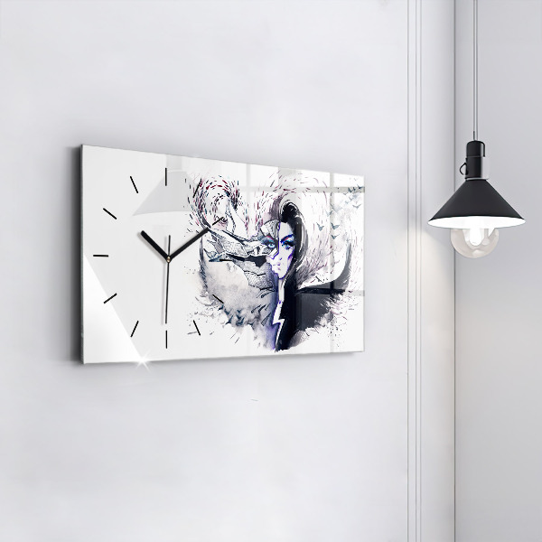 Horloge rectangulaire horizontale 'Illustration d''une femme'