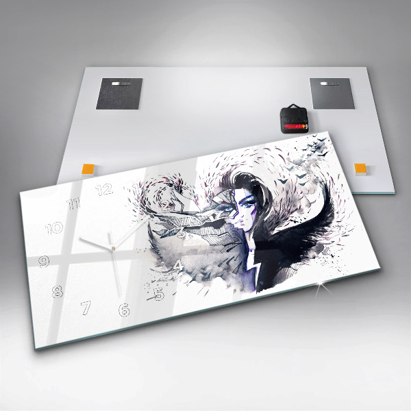 Horloge rectangulaire horizontale 'Illustration d''une femme'