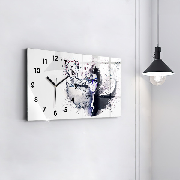 Horloge rectangulaire horizontale 'Illustration d''une femme'