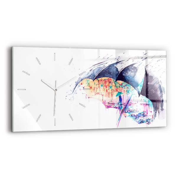 Horloge rectangulaire horizontale Parapluie et ville