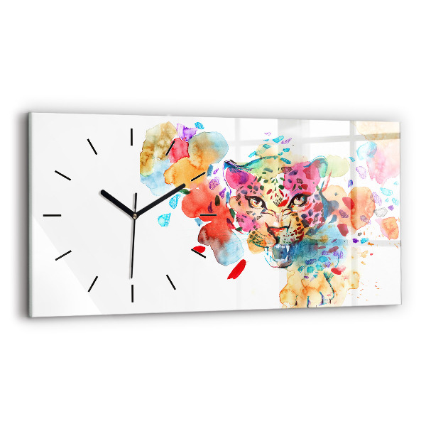 Horloge rectangulaire horizontale Chat sauvage abstrait