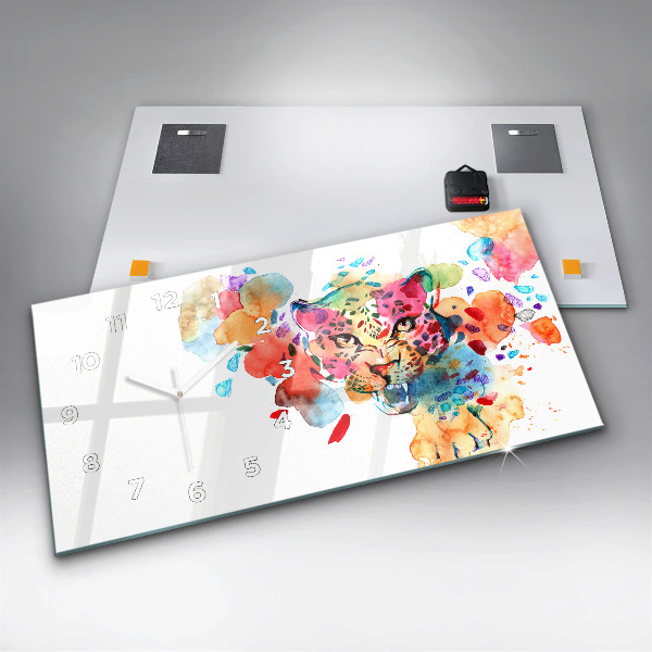 Horloge rectangulaire horizontale Chat sauvage abstrait