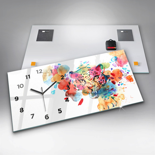 Horloge rectangulaire horizontale Chat sauvage abstrait