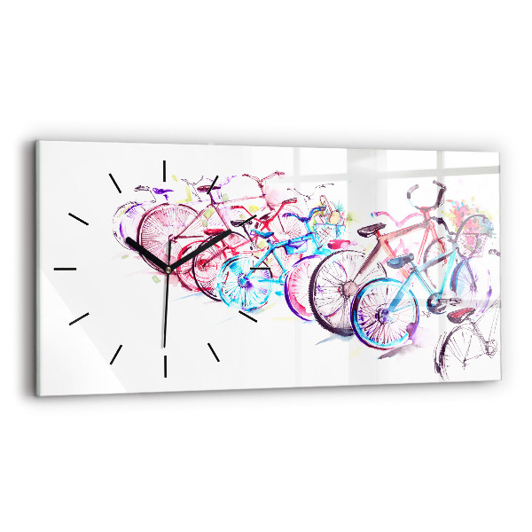 Horloge rectangulaire horizontale Vélos de ville colorés