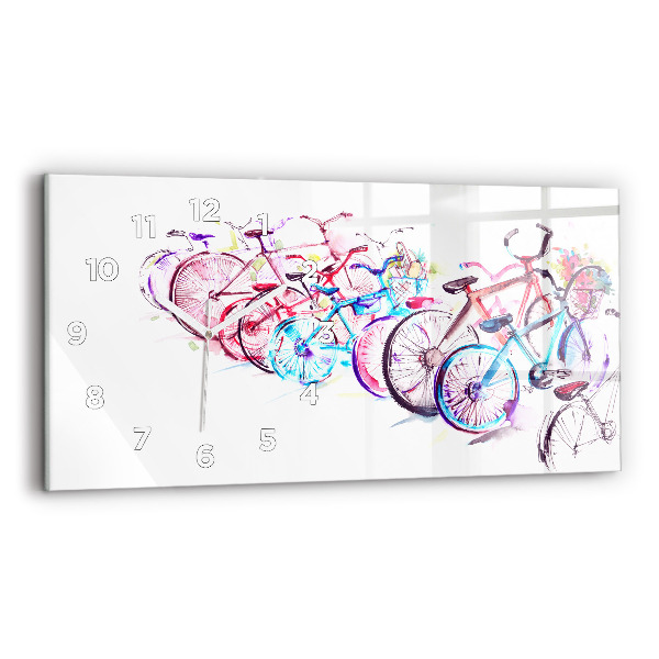 Horloge rectangulaire horizontale Vélos de ville colorés